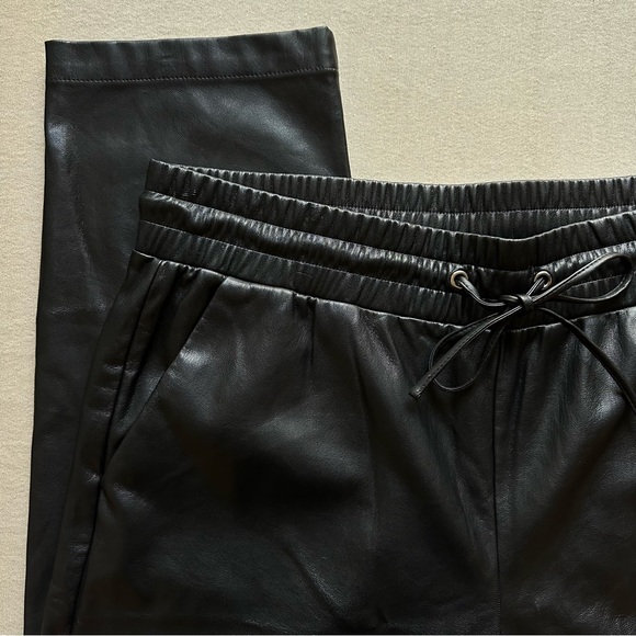 LOFT Faux Leather Straight Leg Black Pants - Picture 3 of 6